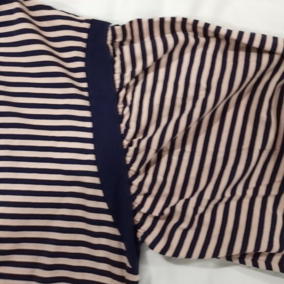BP NAVY BLUE|PINK HOIZONTAL STRIPED SWEATSHIRT PUFF SLEEVES WOMEN SIZE XL - Picture 3 of 10
